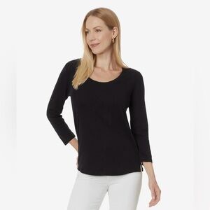 Tommy Bahama black "Ashby Isles" 3/4 sleeve scoop neck tee sz L